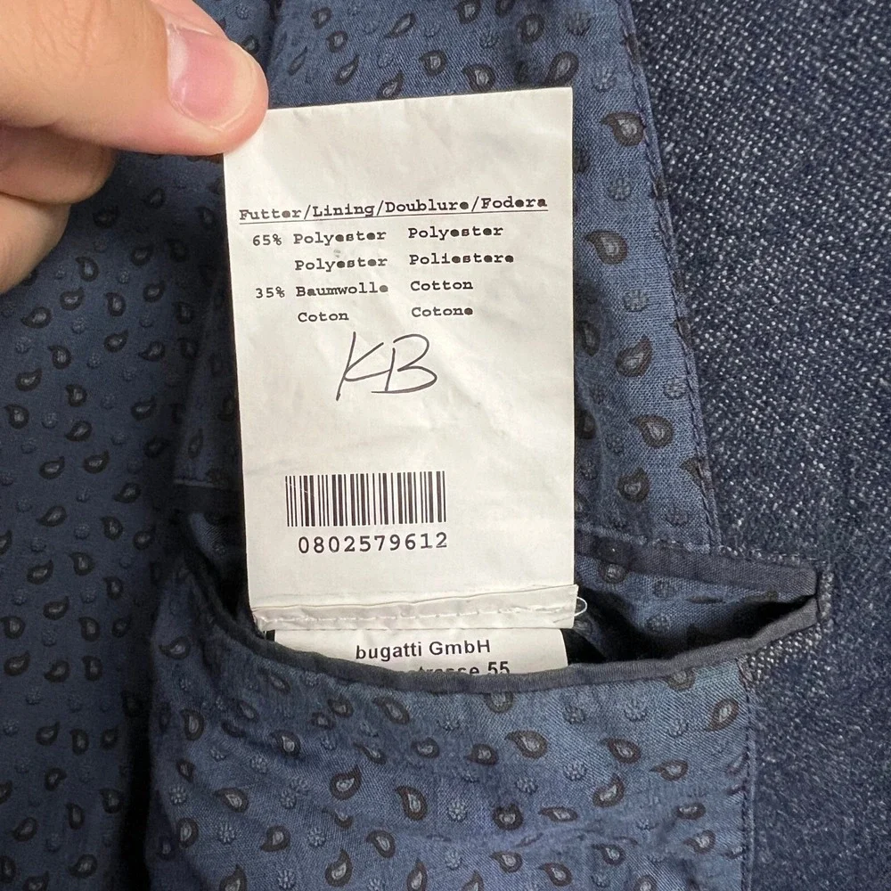 Bugatti Blazer Mens 50R Blue Excellent‎ Two Button Textured European Sport Coat